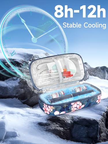 YOUSHARES Insulin & peptide Cooler Travel Case for Pen & Vials, Temperature Display Diabetic Med Cooling Bag with Protective Ice Brick, TSA Approved Refrigerated Diabetes Supplies Carrying Organizer - color: 01_Magnolia