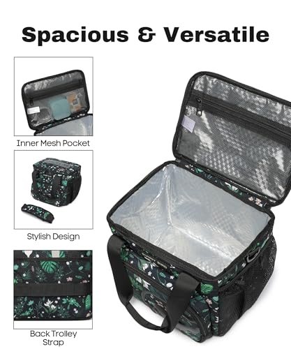 SUNNY BIRD 12L Large Insulated Lunch Bag, Leakproof and Foldable Lunch Cooler Box for Women Adult and Men, Fits 18 Cans (Floral & Foliage) - color: Floral & Foliage
