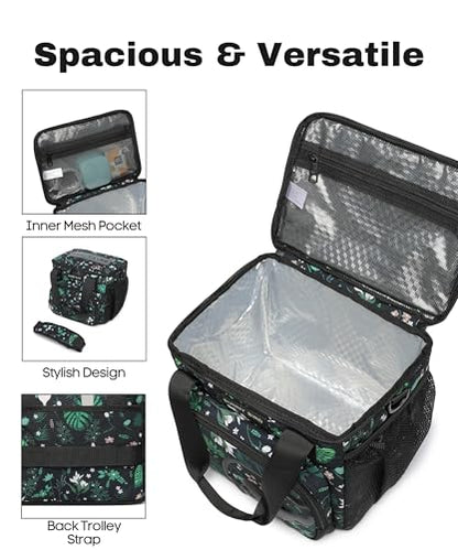 SUNNY BIRD 12L Large Insulated Lunch Bag, Leakproof and Foldable Lunch Cooler Box for Women Adult and Men, Fits 18 Cans (Floral & Foliage) - color: Floral & Foliage