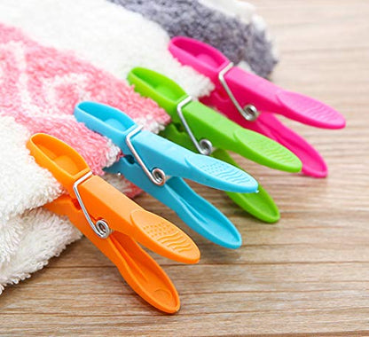 Strong Plastic Clothes Pegs for Drying Laundry Clothing Line Clips Set Travel clothespins 24 Pack Rose Red - color: Red