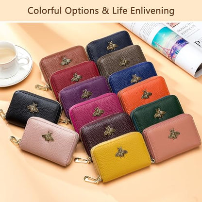 imeetu RFID Credit Card Holder, Small Leather Zipper Card Case Wallet for Women - color: Lite - Taupe Grey, size: Lite