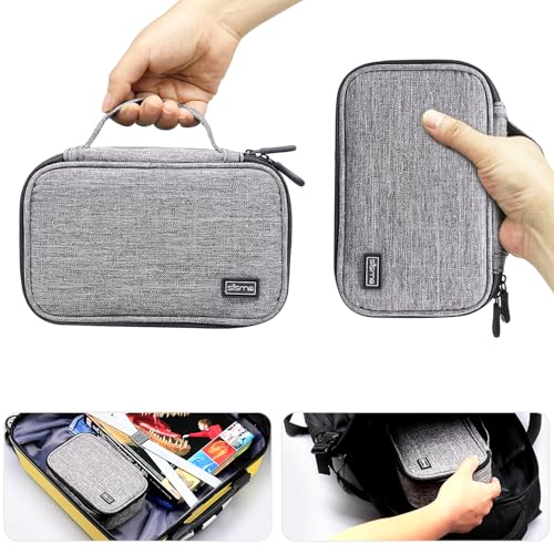 sisma Travel Electronics Organizer Small Carrying Case for Cables Phone Chargers USB Plugs Power Cords Earbuds Adapter Tech Accessories Pouch -Grey - color: Grey -1680D Oxford Fabrics