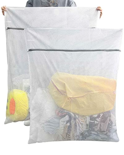 Oversized Honeycomb Mesh Laundry Bags, 2 Pack 35x43.3 inch Heavy Duty Delicate Wash Bag with Zipper. - size: 2 XXXL