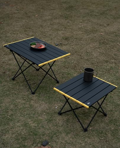 iClimb Ultralight Compact Camping Folding Table with Carry Bag (Black - L) - color: Black, size: Large