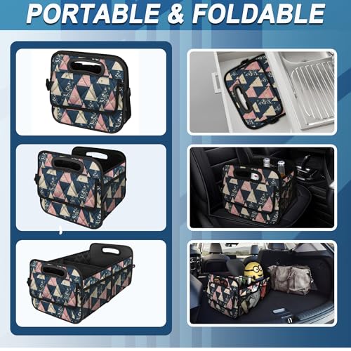 Deosk Trunk Organzier and Storage with Reinforced Handles,Car Accessories for Women/Men 50L Waterproof Polyester for Car/SUV/Minivan/Truck(Medium, Triangle) - color: Triangle, size: Medium