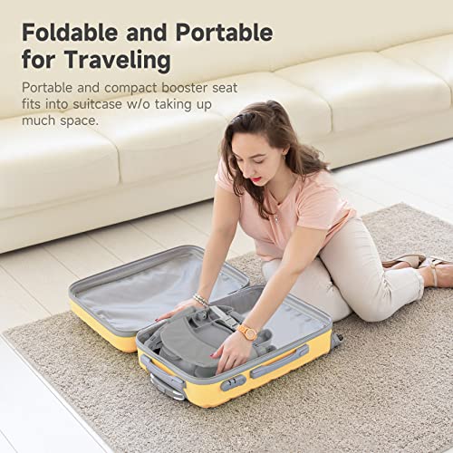 YOLEO Baby High Chair Booster Seat for Dining Table, Foldable High Chairs with Adjustable Heights, Travel Booster Seat with Removable Tray - color: Grey, size: With Cushion