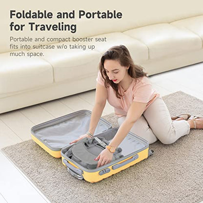 YOLEO Baby High Chair Booster Seat for Dining Table, Foldable High Chairs with Adjustable Heights, Travel Booster Seat with Removable Tray - color: Grey, size: With Cushion