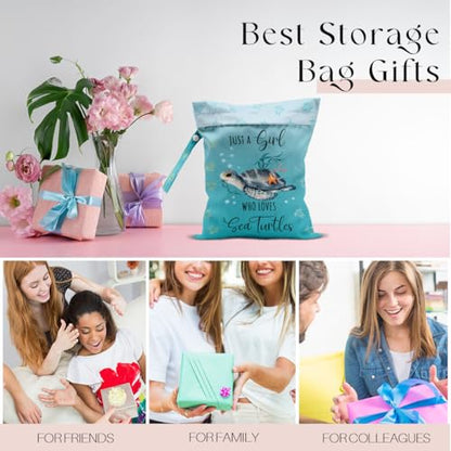 Waterproof Wet Bag for Swimsuit, Travel Beach Wet Dry Bag, Hidden Zipper Reusable Baby turtle Wet Bags, for Travel Beach Wet Swimsuits Toiletries Diapers Dirty Gym Clothes Laundry Bag - color: Baby turtle