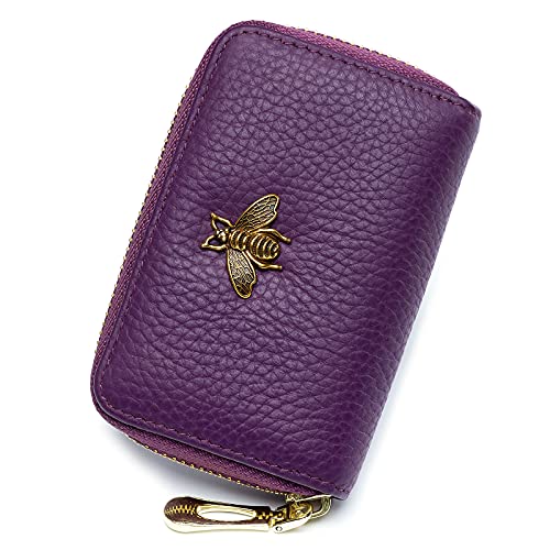 imeetu RFID Credit Card Holder, Small Leather Zipper Card Case Wallet for Women - color: Lite - Purple, size: Lite