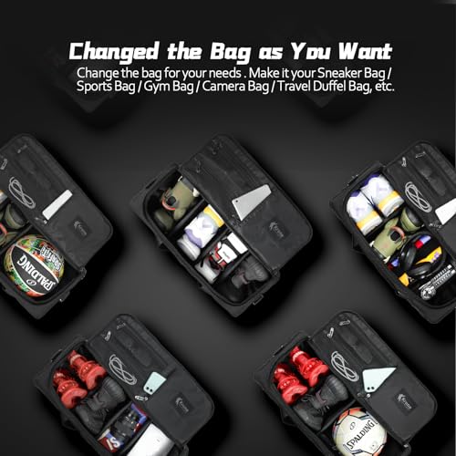 Sneaker Bag for Travel/Sneakerhead gift/Outdoor Sports Bag/Gym Bag /, A Multi-functional Travel Duffel Bag with 3 Adjustable Dividers, & Shoulder Strap,Made of Nylon, by Krone Kalpasmos-classic - color: Black