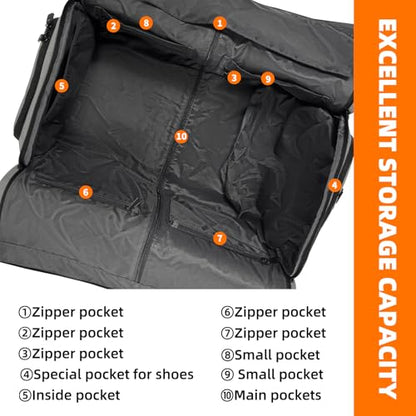 2 in 1 Garment Bags for Travel, Suitcase Luggage Bags, Black - color: 21" BLACK