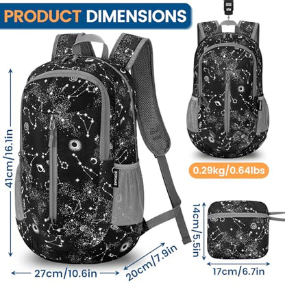 ZOMAKE Ultra Lightweight Packable Backpack 25L - Foldable Hiking Backpacks Water Resistant Small Folding Daypack for Travel(Starry sky print) - color: Starry Sky Print