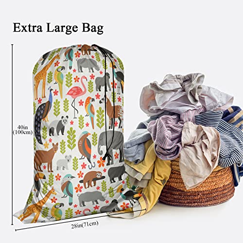 Swono Laundry Basket Clothes Hamper Bag Wild Animal Tropical Animals Puma Panda Koala Elephant Peacock Toucan Collapsible Dirty Clothes Storage Laundry Organizer - color: Wild Animal