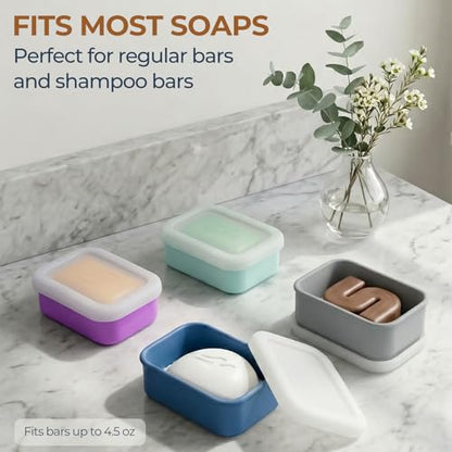 AIMAIAIMAI Compact Leakproof Travel Soap Case, Silicone Travel Soap Container, Portable Soap Box with Drainage Layer, Shatterproof Soap Holder for Bathroom, Gym (Gray) - color: Gray