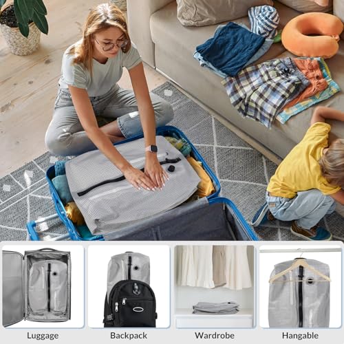 Reusable TPU Travel Vacuum Compression Bags - Waterproof Space Saver Bags for Luggage, Suitcase, Backpack, Storage Organizer (2 Pack, Grid) - color: White