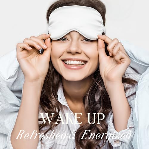Silk Satin Sleeping Eye Mask, White Sleep Eye Night Blindfold for Women and Men, Soft Breathable Blackout Eyeshade Eye Cover for Travel, Wedding Bridesmaid Gift - color: White