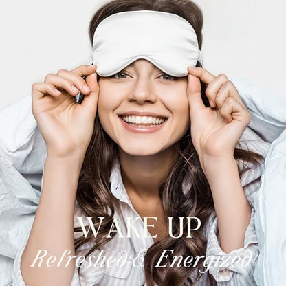 Silk Satin Sleeping Eye Mask, White Sleep Eye Night Blindfold for Women and Men, Soft Breathable Blackout Eyeshade Eye Cover for Travel, Wedding Bridesmaid Gift - color: White