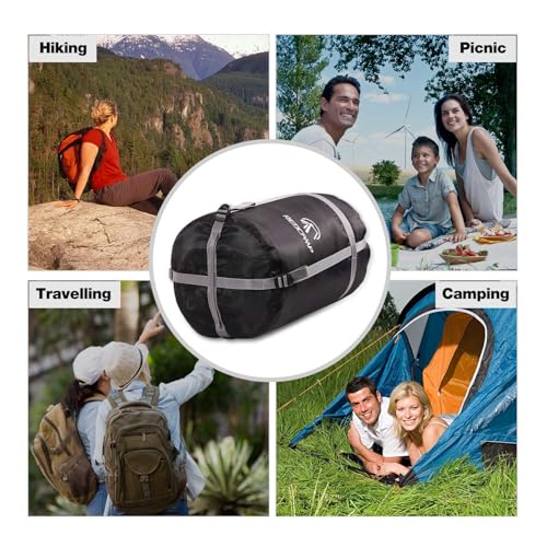 REDCAMP Sleeping Bag Stuff Sack, Black M, L, XL and XXL Compression Sack, Great for Backpacking and Camping - style: Black M