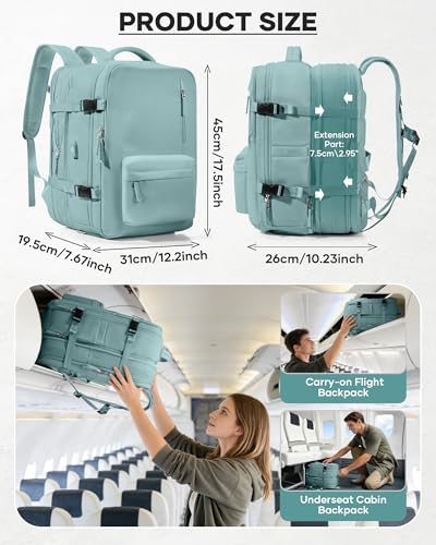 WONHOX Vacuum Seal Backpack for Travel with Air Pump Compression Vacpack Personal Item Carry on Flight Approved Daypack Laptop Space Saver Bags Storage with Vacuum System Travel Bag Women Men Blue - color: A19-blue