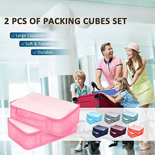 Packing Cubes Set, 2 Pcs Packing Organizers Set for Suitcases (Pink) - color: Pink