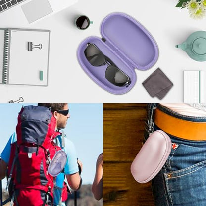 Fintie Sunglasses Case with Carabiner, Hard Shell Shockproof Sport Glasses Cases Travel Zipper Eyeglasses Holder, Lilac Marble - color: Lilac Marble