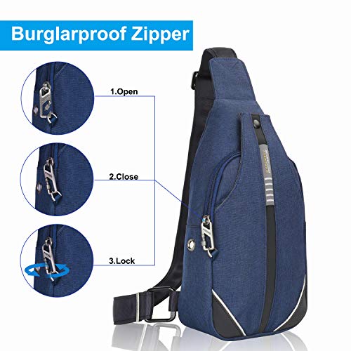 WATERFLY Mini Crossbody Sling Backpack Anti Theft Backpack for Traveling Chest Shoulder Bag - color: Dark Blue (Small)