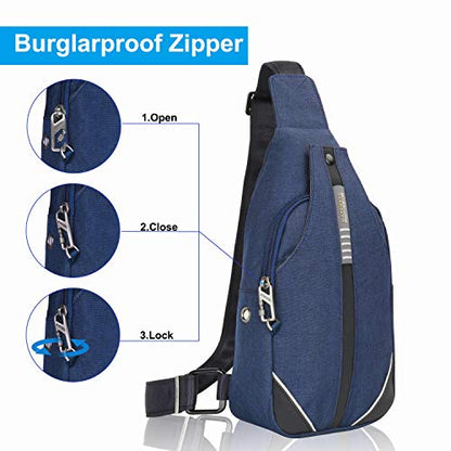 WATERFLY Mini Crossbody Sling Backpack Anti Theft Backpack for Traveling Chest Shoulder Bag - color: Dark Blue (Small)