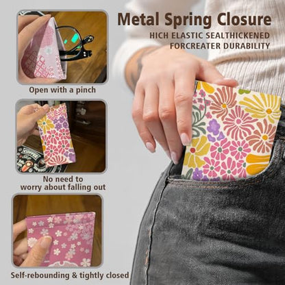 Eyeglasses Sunglasses Case PU Soft Squeeze Top Glasses Pouch for Women Men,Floral Pattern Portable Anti Scratch - color: Pink