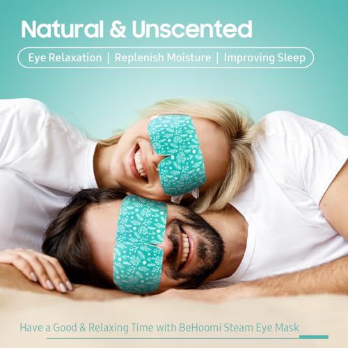 BeHoomi 20 Packs Steam Eye Mask, Heated Eye Mask Warm Compress for Eyes, Disposable Self Heating Steam Mask for Home, Sleep, Spa, Travel Essentials & Relaxation Gifts for Women (Unscented)