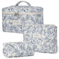 honitty Makeup Bag,Quilted Cosmetic Bags,Large Floral Make Up Organize bag,Makeup Bag Set for Women,Flower Travel Toiletry Bag - color: Blue
