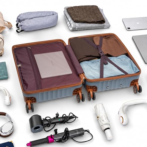 Cosbarn Luggage Sets 5 Piece with TSA Lock Spinner Wheels, Unisex Hard Case ABS Suitcase Set, Hardshell Lightweight Waterproof Travel Hardside Suitcases with Wheels for Women Men, Sky Blue - color: SkyBlue, size: 5 Piece Sets (20/24/28/Db/Tb)