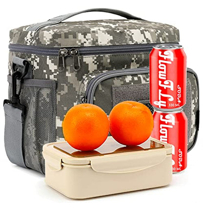 FlowFly Tactical Lunch Bag Large Insulated Lunch Box Cooler Tote for Men, Women with MOLLE/PALS Webbing (Digital#Camo, Medium) - color: Digital#Camo, size: Medium