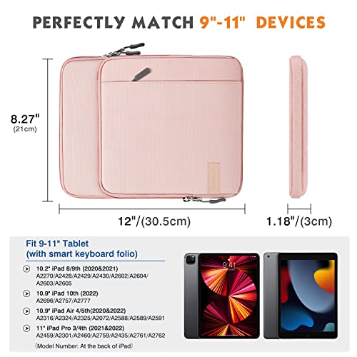 MoKo 9-11 Inch Tablet Sleeve Bag Carrying Case with Storage Pockets Fits New 11-inch iPad Air M4 2026/iPad Pro M5, iPad Pro/A16 11, iPad Air 5/4th 10.9, iPad 9/8th 10.2, Tab S8/S9 11, Pink - color: Pink, size: 9-11 Inch