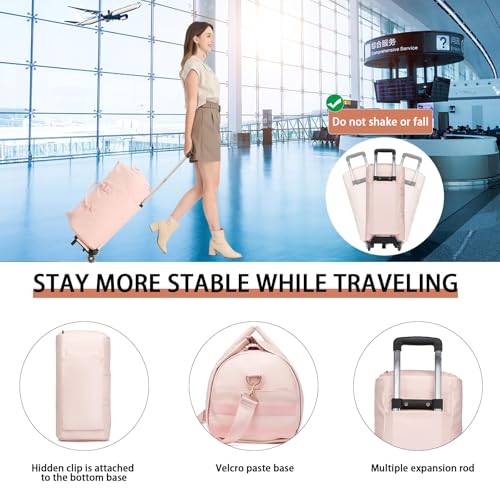seyfocnia Rolling Garment Bag,Rolling Duffle Bag with Wheels Rolling Garment Bags for Travel with Shoe Pouch Carry On Bag Weekender Bags Garment Duffel Bag for Women-Pink - color: Pink