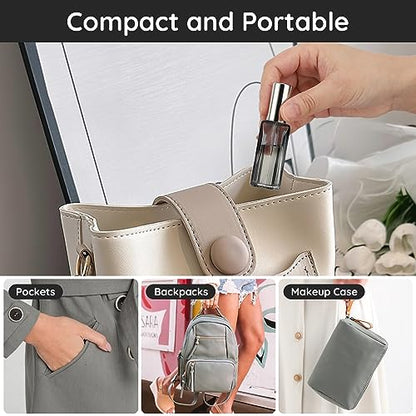 Segbeauty Travel Perfume Bottle Refillable, Empty Mini Portable Perfume Atomizer with Funnel, 5 Set of 10ML Glass Spray Bottle Fine Mist Leak-proof Sprayer Travel Sample Bottles for Cologne Fragrance - color: Gray, style: Mini Bottles
