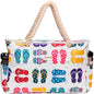 Beach Bag and Pool Bag Has Cooler Pocket, 7 Pockets Total, Zip Top. Family Size Waterproof Beach Tote - color: Funky Flip Flops