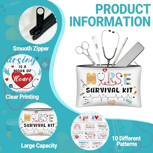 30 Pcs Nurse Makeup Bag Bulk for Nurse Canvas Makeup Bags Reusable Nursing Cosmetic Pouch for Spring Appreciation Birthday Gifts - style: Nurse