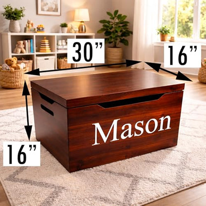 Personalized Engraved Name, Fully Assembled, Solid Wood Storage Trunk with Lid & Handles, Hope Chest, Wooden Box, Bedroom Organizer, Birthday, Gift, Blankets, Clothes, Slow-Close Lid, 30”, Mahogany - color: Mahogany-Engraved