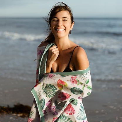 Hero Microfiber Large Beach Towel Compact for Travel (Jungle Garden, 40" x 72") - color: Jungle Garden, size: 40" x 72"