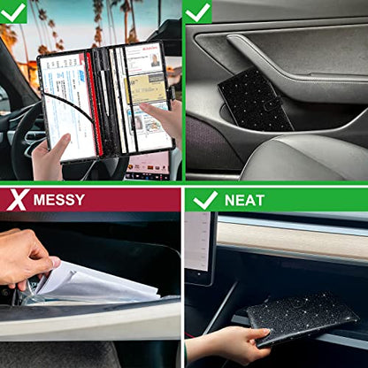 RSAquar Car Registration and Insurance Holder, Vehicle Glove Box Organizer Cool Car Accessories, Auto Truck Document Holder for Cards, Driver License, Black Glitter - color: AAA Glitter Black