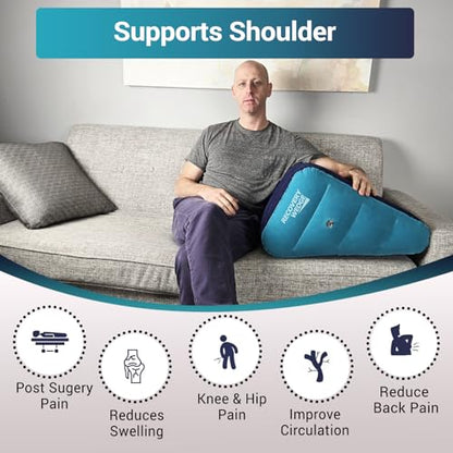 Leg Elevation Pillow by Recovery Wedge, Inflatable Wedge Pillow for Sleeping and Post-Surgical, Improve Circulation and Reduce Swelling, Speed Injury Recovery. (Large triangle) - size: Large Triangle