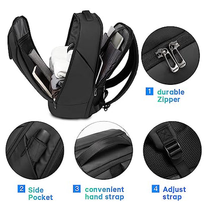 BANGE Business Smart Backpack Waterproof fit 15.6 Inch Laptop Backpack with USB Charging Port,Travel Durable Backpack, Black（no Usb）, L, Travel Backpacks - color: Black(no Charge Port)