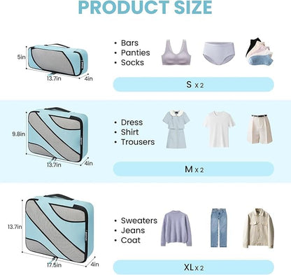 BAGAIL 8 Set Packing Cubes and 6 Set Luggage Packing Organizers