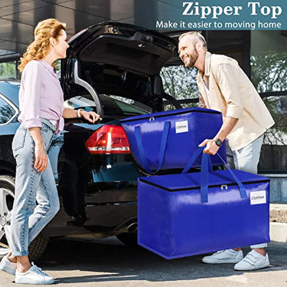 HomeHacks Moving Bags Heavy Duty with Strong Zippers and Handles Collapsible Moving Supplies, Storage Totes for Packing & Moving Storing 125L,10-Pack, Blue - size: 125L-10 Packs
