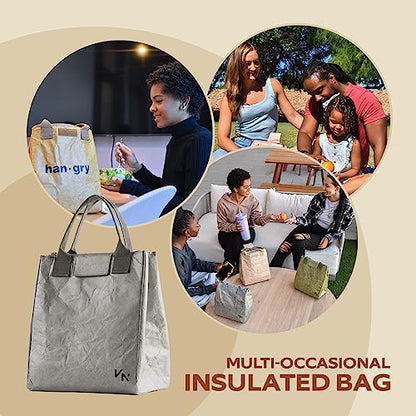 VonNova Women’s Insulated Lunch Bag with Premium 4mm Cooler Insulation, Cute Large 7L Lunch Tote for Office, Durable Small Lunch Box for Women, Stylish Lunchbox for Adults, Teens, Nurses, Teachers - color: grey-new