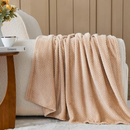 NEWCOSPLAY Super Soft Queen Blanket Brown Premium Silky Flannel Fleece Leaves Pattern Lightweight Bed Blanket All Season Use (Brown, Queen(90"x90")) - color: Brown, size: Queen(90"x90")