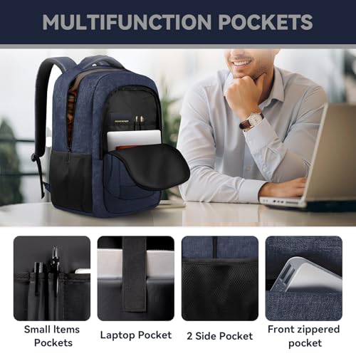 AREYTECO Laptop Backpack, 17 Inch Travel Backpack Airline Approved, Business Anti Theft Slim Sturdy Work Computer College High School Backpack Bag Fits 17.3 Inch Notebook for Men Women, Blue - color: Blue, size: 17 Inch