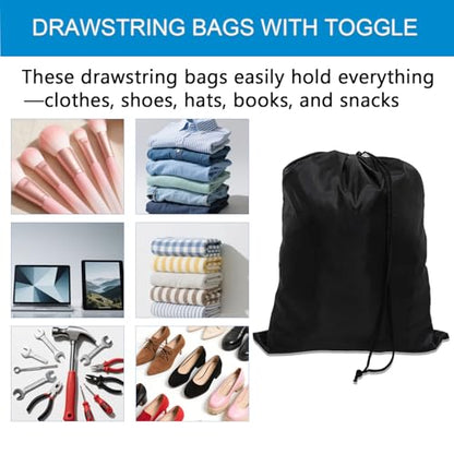 10-Pack Drawstring Bags with Toggle Closure - Lightweight & Durable Nylon Gym Bags for Sports, Travel and Daily Use - size: 16 x 20 Inch