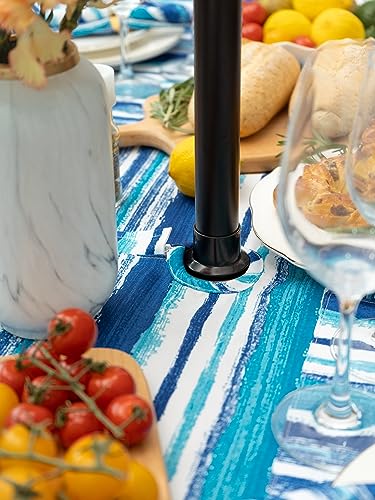 YiHomer Indoor Outdoor Tabletop for Spring Summer Decorations, Picnics and Dinner Parties - Stain and Water Resistant, Crayon Art (Ocean), Zipper Table Runner, 14 x 72 with Umbrella Hole - size: 14" x 72" (Zipper)