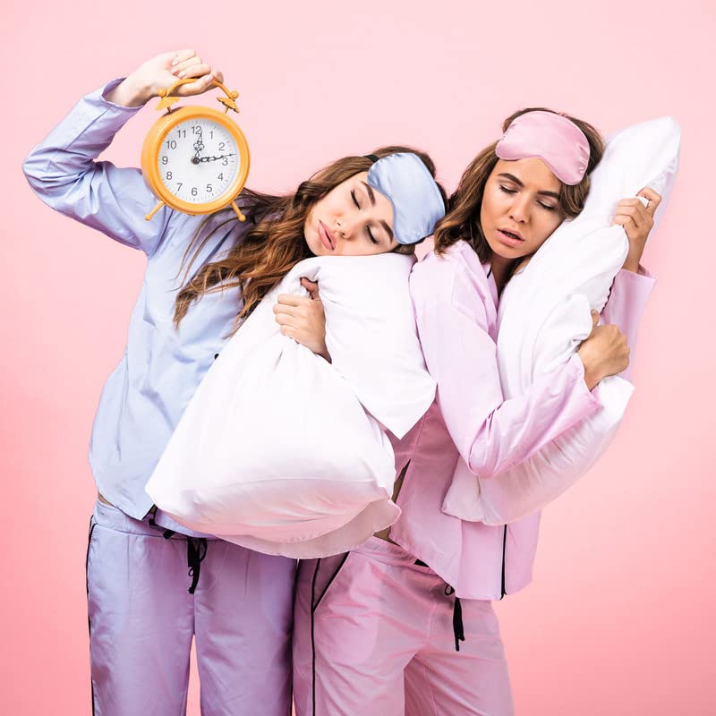 BBTO 4 Pcs Silk Sleep Eye Masks Smooth Soft Satin Eye Covers with Adjustable Strap Blindfold for Sleeping Blocking Out Lights Travel Relaxation (Purple, Pink, Sky Blue, Taro Color) - color: Purple, Pink, Sky Blue, Taro Color